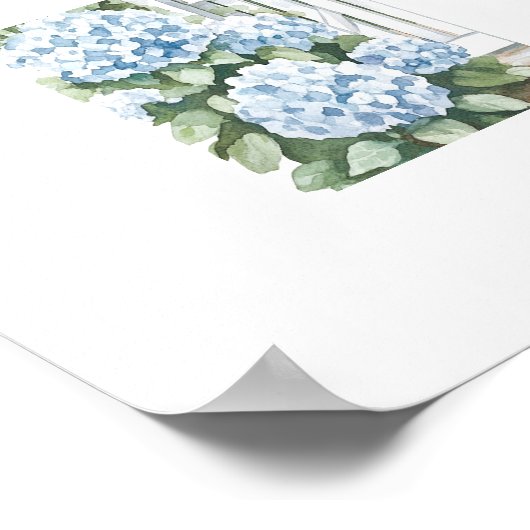 Aquarell Patriotic Blue Hydrangea Hütte Garden Poster (Ecke)