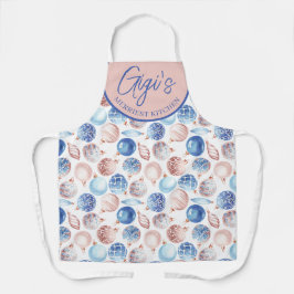Aquarell Peach Blue Baubles Gigi Geschenk Weihnach Schürze