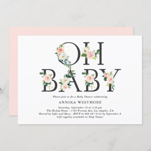 Aquarell Peach Blume Oh Baby! Babyparty Einladung