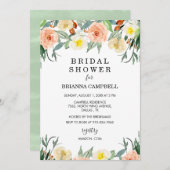 Aquarell Peach Floral Bridal Dusche Einladung (Vorne/Hinten)