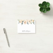 Aquarell Peach Floral & Greenery Personalisiert Post-it Klebezettel (Büro)