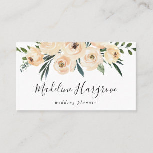 Aquarell Peach Floral & Greenery Visitenkarte