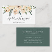 Aquarell Peach Floral & Greenery Visitenkarte (Vorne/Hinten)