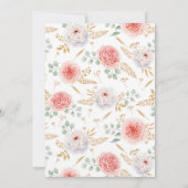 Aquarell Peach Peonies Gold Blätter Kinderdusche Einladung (Rückseite)