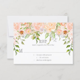 Aquarell Peach Rose Grüne   Dots Overlay RSVP Karte