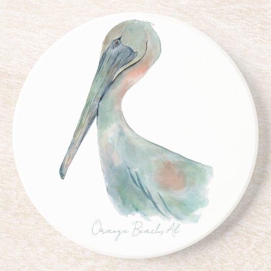 Aquarell-Pelikan Getränkeuntersetzer (Vorne)