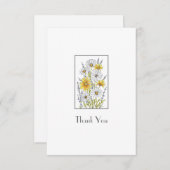 Aquarell, Pen und Tinte Daisy Floral Bouquet Dankeskarte (Vorne/Hinten)