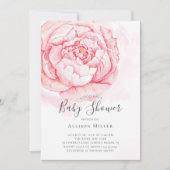 Aquarell Peonies Baby Dusche Einladung (Vorderseite)
