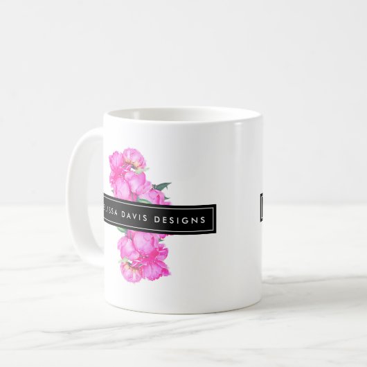 Aquarell Peonunch Blumendesigner Kaffeetasse (Vorderseite Links)