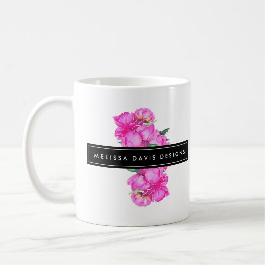 Aquarell Peonunch Blumendesigner Kaffeetasse (Links)