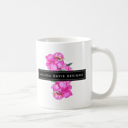 Aquarell Peonunch Blumendesigner Kaffeetasse (Rechts)