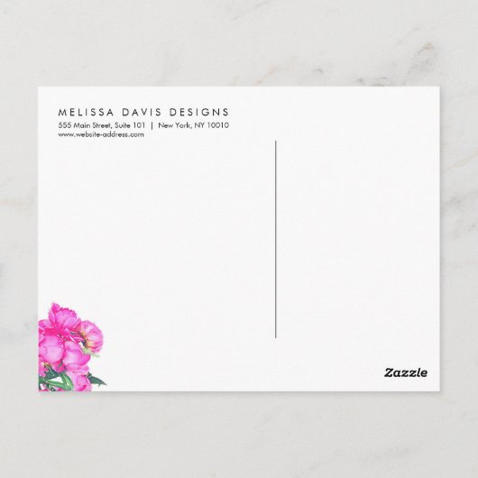 Aquarell Peonunch Blumendesigner Postkarte (Rückseite)