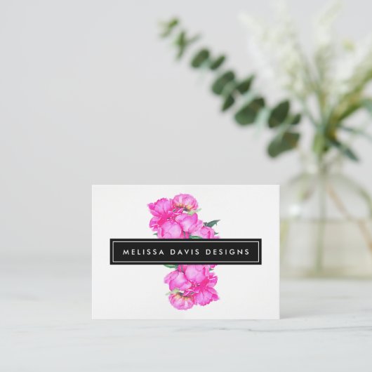 Aquarell Peonunch Blumendesigner Visitenkarte (Stehend Vorderseite)