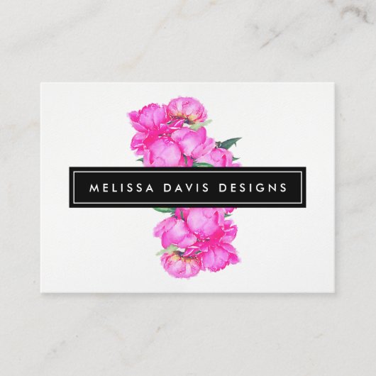 Aquarell Peonunch Blumendesigner Visitenkarte (Vorderseite)