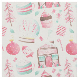 Aquarell Peppermint Pink Weihnachtsstoff Stoff