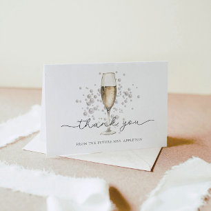 Aquarell-Perlen & Prosecco-Brautjungfernparty Dankeskarte