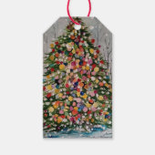 Aquarell Perlen Weihnachtsbaum Geschenkanhänger (Vorderseite)