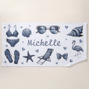 Aquarell Personalisiert Name Sommerreise Thema Strandtuch