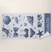 Aquarell Personalisiert Name Sommerreise Thema Strandtuch (Vorderseite)