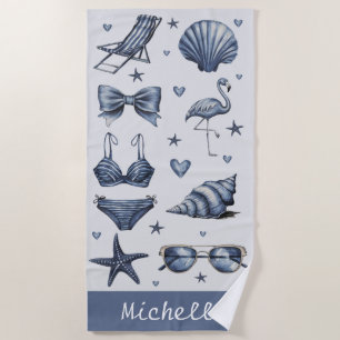 Aquarell Personalisiert Name Sommerreise Thema Strandtuch