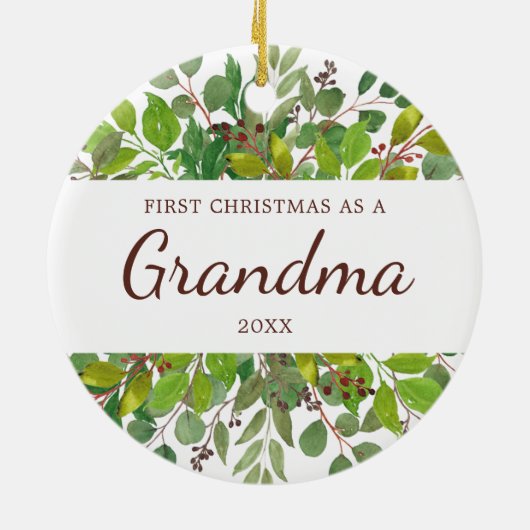 Aquarell Personalisiert Neue Oma Geschenke Keramik Ornament (Hinten)