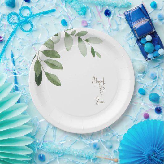 Aquarell Personalisierte Hochzeit Pappteller (Party)
