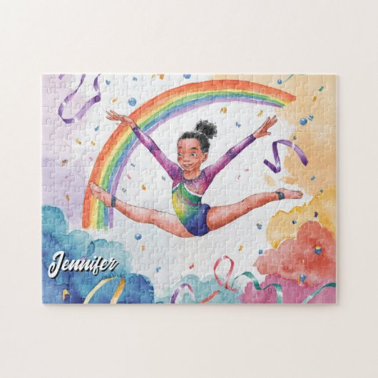 Aquarell Personalisierte Niedliche Gymnastik Girl  Puzzle (Horizontal)