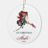 Aquarell Personalisiertes Weihnachtsfest in Alaska Keramik Ornament (Links)