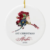 Aquarell Personalisiertes Weihnachtsfest in Alaska Keramik Ornament (Hinten)