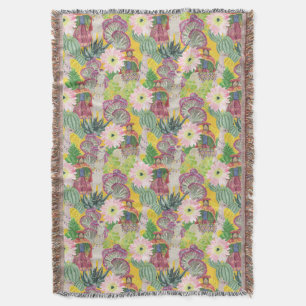 Aquarell-peruanisches Frauen-u. Lama-Muster Decke