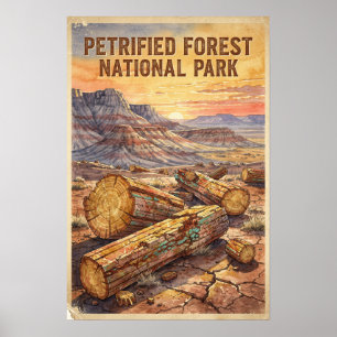 Aquarell Petrified Forest National Park Retro Poster