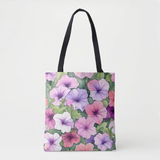 Aquarell-Petunienblüten Tasche (Vorderseite)