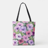 Aquarell-Petunienblüten Tasche (Rückseite)