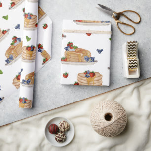 Aquarell-Pfannkuchen-Beeren-Frühstück-Brunch  Geschenkpapier