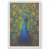 Aquarell-Pfau Aufkleber (Vorderseite)
