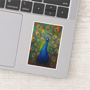 Aquarell-Pfau Aufkleber
