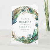 Aquarell-Pfau-Blumenfeder-QR-Code-Hochzeit Einladung (Vorderseite)