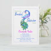 Aquarell-Pfau-Einladung Einladung (Stehend Vorderseite)