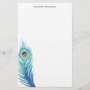 Aquarell-Pfau-Feder Briefpapier