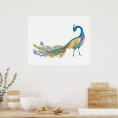 Aquarell-Pfau II Poster (Küche)