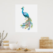 Aquarell Pfau III Poster (Küche)
