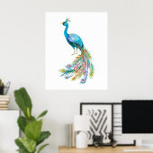 Aquarell Pfau III Poster (Heimbüro)