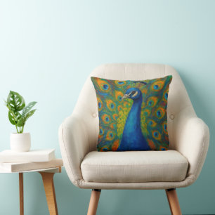 Aquarell-Pfau Kissen