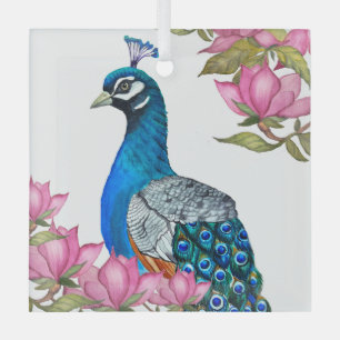 Aquarell-Pfau Ornament Aus Glas
