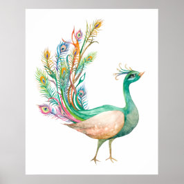 Aquarell-Pfau Poster