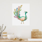 Aquarell-Pfau Poster (Küche)