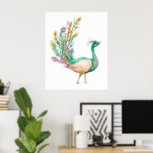 Aquarell-Pfau Poster (Heimbüro)