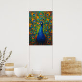 Aquarell-Pfau  Poster (Küche)
