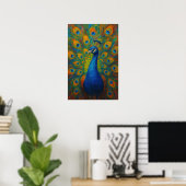 Aquarell-Pfau  Poster (Heimbüro)
