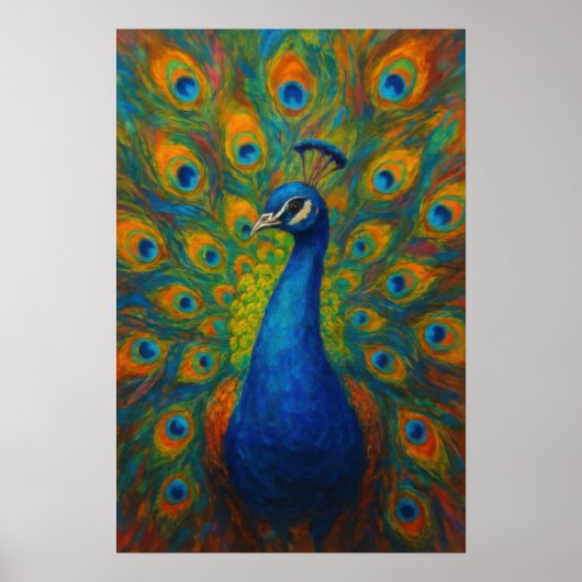 Aquarell-Pfau  Poster (Vorne)